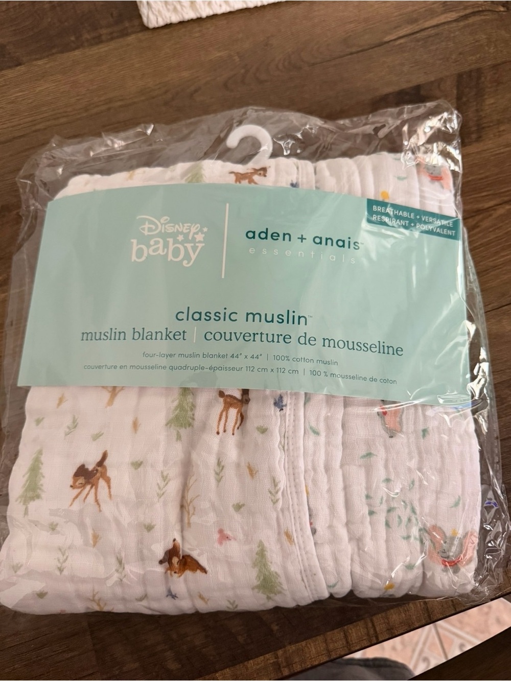 aden + anais Disney Baby Classic Muslin Blanket - White with Woodland Bambi